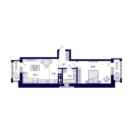 
   Продам 2-комнатную, 53.7 м², Фрунзе ул, 220

. Фото 1.