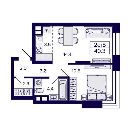 
   Продам 2-комнатную, 40.3 м², Citatum (Цитатум)

. Фото 1.