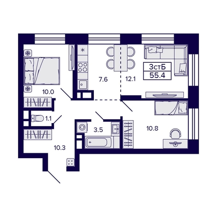 
   Продам 3-комнатную, 55.4 м², Citatum (Цитатум)

. Фото 2.