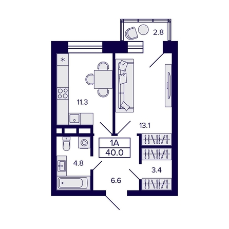 
   Продам 1-комнатную, 40 м², Citatum (Цитатум)

. Фото 2.