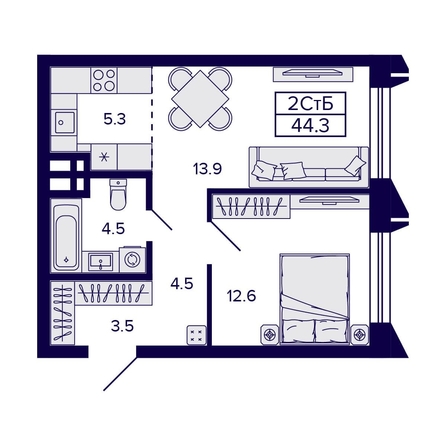 
   Продам 2-комнатную, 44.3 м², Citatum (Цитатум)

. Фото 1.