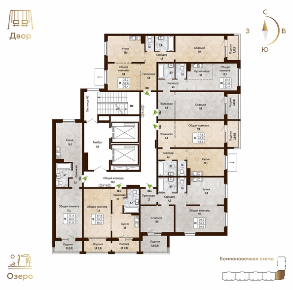 
   Продам 2-комнатную, 58.6 м², Новый горизонт, дом 4

. Фото 1.