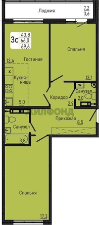 
   Продам 3-комнатную, 66.1 м², 3-й микрорайон, 25/1

. Фото 19.