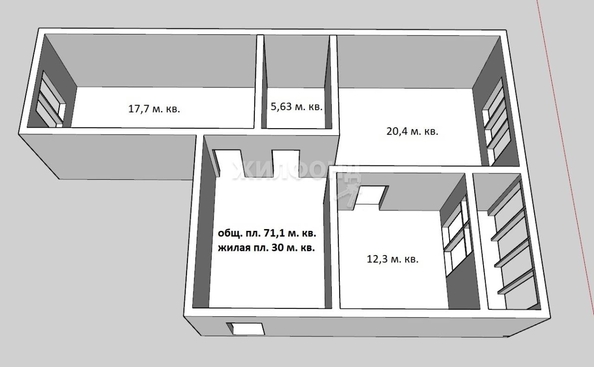 
   Продам 3-комнатную, 71.1 м², Некрасова ул, 39

. Фото 12.