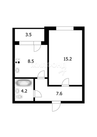 
   Продам 1-комнатную, 35.5 м², Попова ул, 33

. Фото 2.