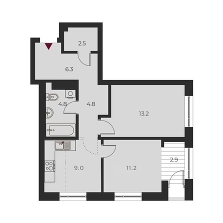 
  Продается 2-комн. квартира, 54.7 м², ЖК ОСКАР, дом 1
. Фото 2.