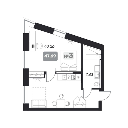 
   Продам 2-комнатный апартамент, 47.69 м², АЭРОН, секция А

. Фото 8.