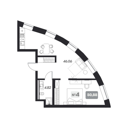 
   Продам 2-комнатный апартамент, 50.88 м², АЭРОН, секция А

. Фото 9.