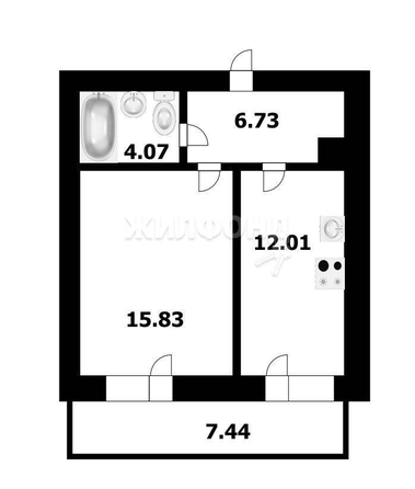 
   Продам 1-комнатную, 38.7 м², Сухарная ул, 96/3

. Фото 11.