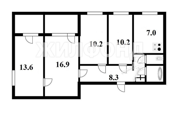 
   Продам 4-комнатную, 69.9 м², Невельского ул, 85

. Фото 13.