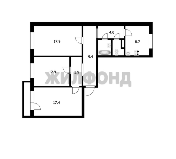 
   Продам 3-комнатную, 78.5 м², Полярная ул, 17

. Фото 1.