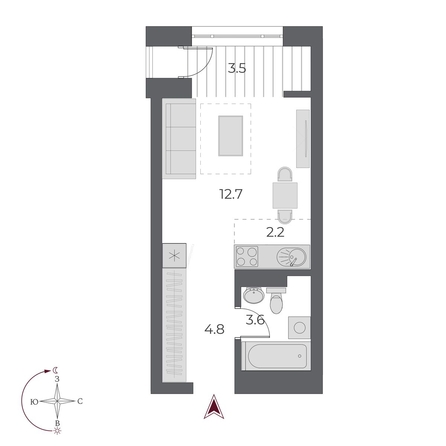 
   Продам студию, 26.8 м², ОСКАР, дом 1

. Фото 1.