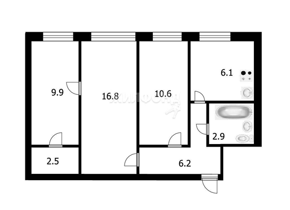 
   Продам 3-комнатную, 55 м², Терешковой ул, 20

. Фото 3.