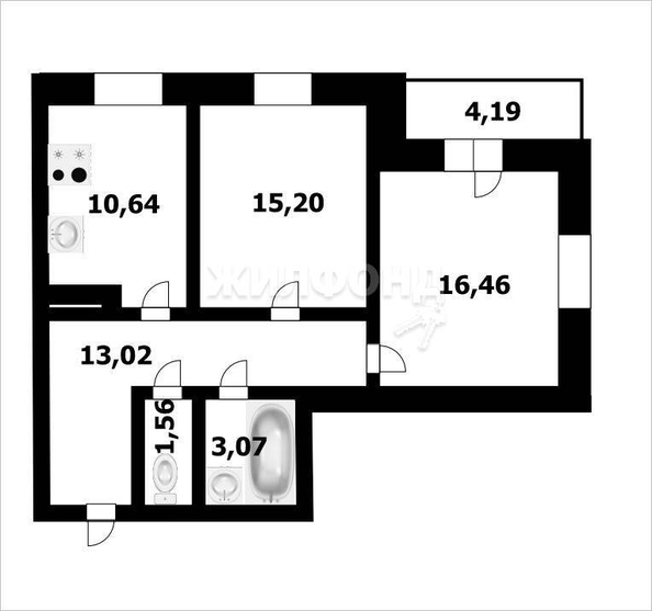 
   Продам 2-комнатную, 60 м², Оловозаводская ул, 15

. Фото 19.