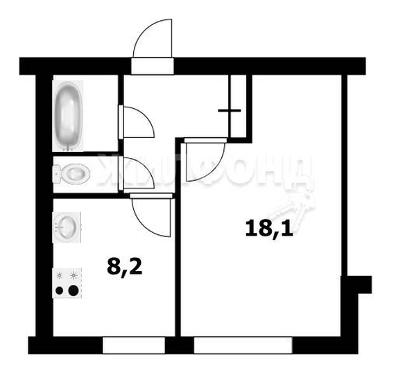 
   Продам 1-комнатную, 35.1 м², Сибиряков-Гвардейцев ул, 57

. Фото 8.