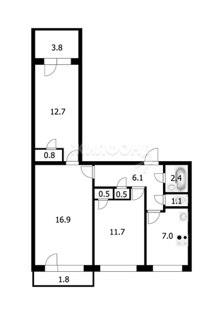 
   Продам 3-комнатную, 62.5 м², Ленинградская ул, 182

. Фото 17.