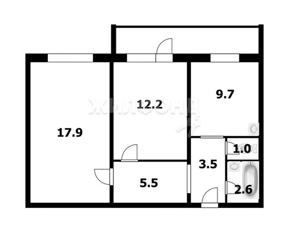 
   Продам 2-комнатную, 52.4 м², Закаменский мкр, 14

. Фото 12.