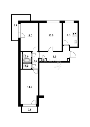 
   Продам 3-комнатную, 66.4 м², Газонная ул, 1Б

. Фото 4.