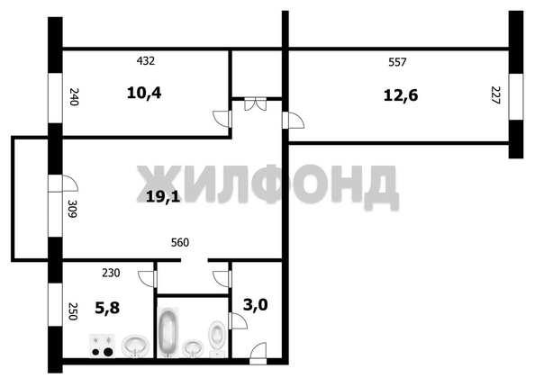 
   Продам 3-комнатную, 56.5 м², Гоголя ул, 1

. Фото 21.