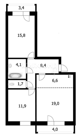 
   Продам 3-комнатную, 66 м², Бородина ул, 56

. Фото 1.