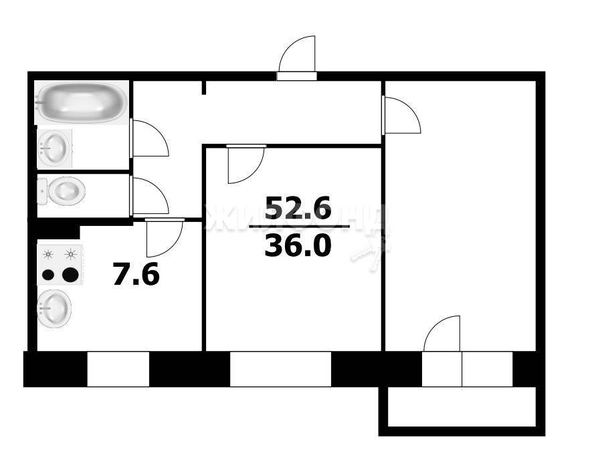 
   Продам 2-комнатную, 52.6 м², Кирова ул, 322

. Фото 13.