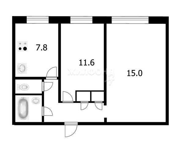 
   Продам 2-комнатную, 45.6 м², Титова ул, 198

. Фото 24.