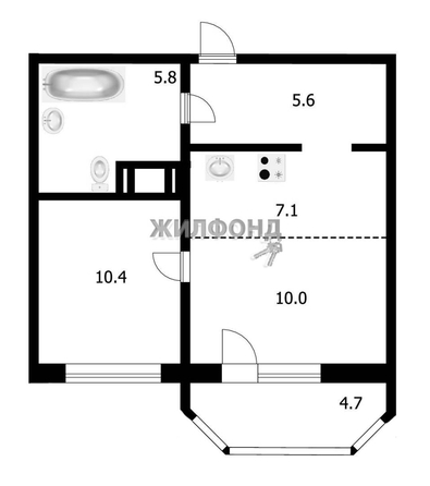 
   Продам 2-комнатную, 38.9 м², Рябиновая ул, 10/1

. Фото 3.