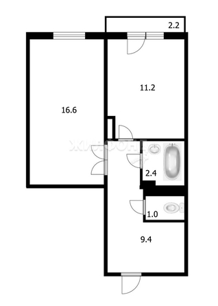 
   Продам 2-комнатную, 40.6 м², Николая Сотникова ул, 14

. Фото 25.