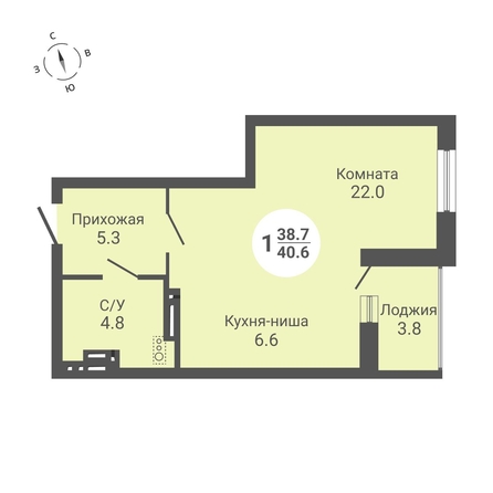 
   Продам студию, 40.6 м², Петухова ул, 172

. Фото 1.