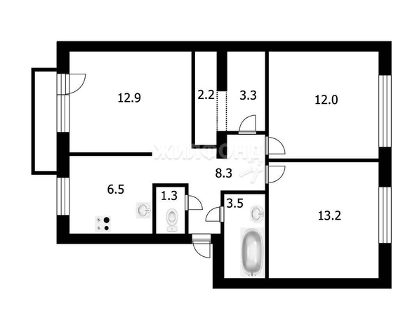 
   Продам 3-комнатную, 63.2 м², Советская ул, 44

. Фото 24.