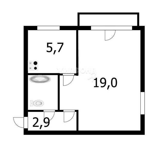 
   Продам 1-комнатную, 30.5 м², Кропоткина ул, 109

. Фото 6.