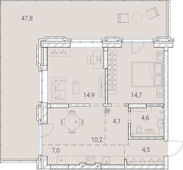 
   Продам 2-комнатную, 107.8 м², Тайм Сквер

. Фото 19.