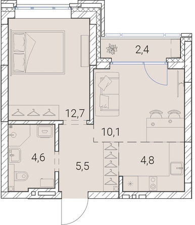 
   Продам 1-комнатную, 40.1 м², Тайм Сквер

. Фото 37.