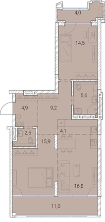 
   Продам 2-комнатную, 88.5 м², Тайм Сквер

. Фото 19.