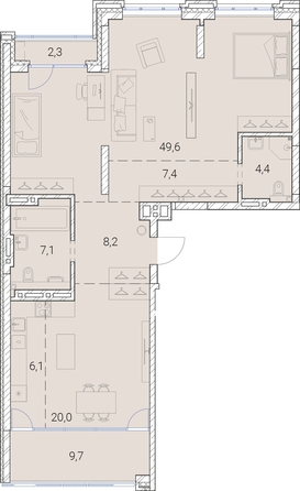 
   Продам 1-комнатную, 114.8 м², Тайм Сквер

. Фото 19.