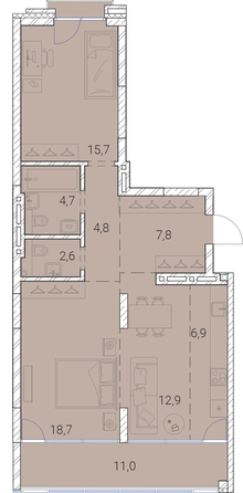 
   Продам 2-комнатную, 85.1 м², Тайм Сквер

. Фото 19.