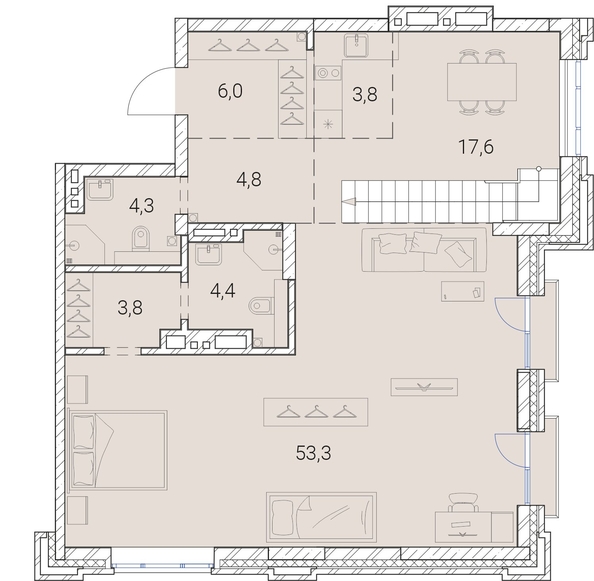 
   Продам 1-комнатную, 118.5 м², Тайм Сквер

. Фото 19.