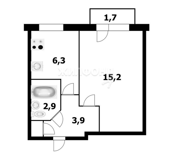 
   Продам 1-комнатную, 28.7 м², Барьерная ул, 19

. Фото 1.