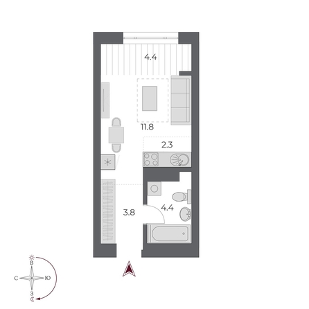 
  Продается студия, 26.7 м², ЖК ОСКАР, дом 2
. Фото 2.