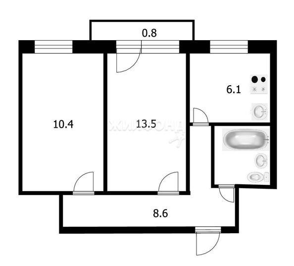 
   Продам 2-комнатную, 42.5 м², ЖКО Аэропорта ул, 6

. Фото 20.