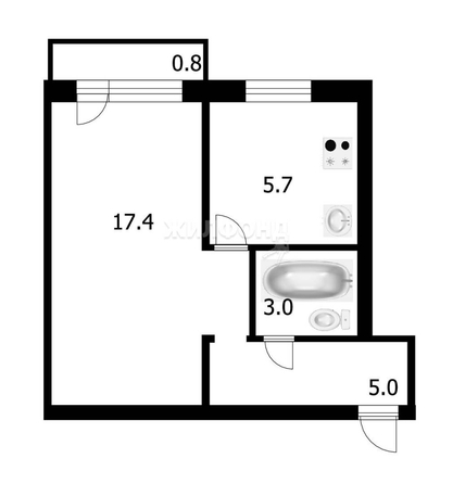 
   Продам 1-комнатную, 31.9 м², Станиславского ул, 34

. Фото 9.