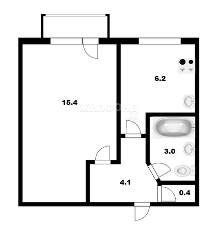 
   Продам 1-комнатную, 29.1 м², Комсомольская ул, 9

. Фото 12.