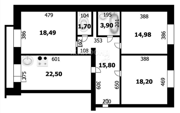 
   Продам 3-комнатную, 95.6 м², Калинина ул, 20

. Фото 13.