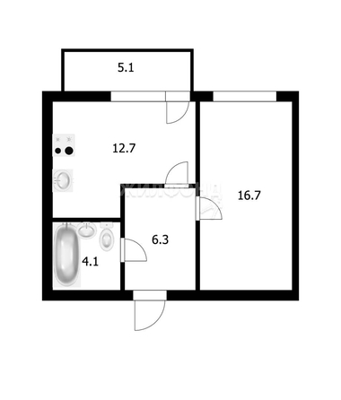 
   Продам 1-комнатную, 39.8 м², Учительская ул, 9

. Фото 11.