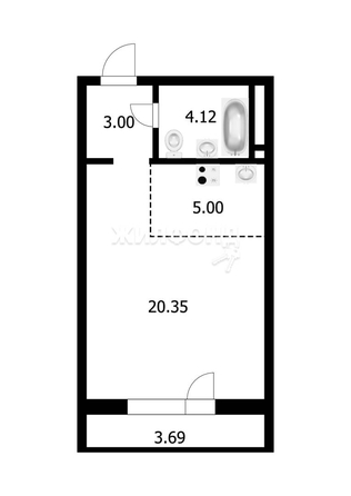 
   Продам студию, 33.58 м², Александра Чистякова ул, 2/2

. Фото 12.