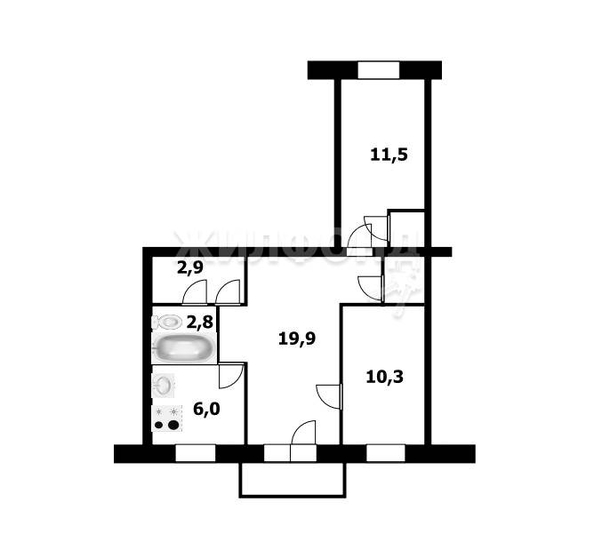 
   Продам 3-комнатную, 55.2 м², ЖКО Аэропорта ул, 15

. Фото 7.