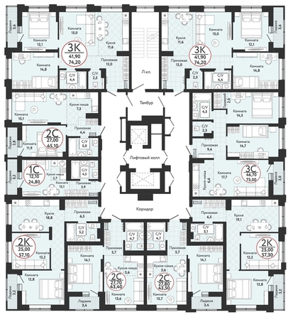 
   Продам 3-комнатную, 73 м², Одоевский, дом 3

. Фото 1.