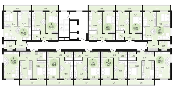 
   Продам 1-комнатную, 45.69 м², Новый парк, дом 3

. Фото 1.