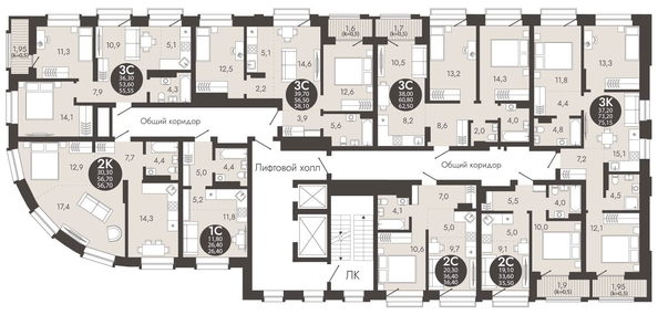 
   Продам 2-комнатную, 56.7 м², Флагман Холл

. Фото 1.