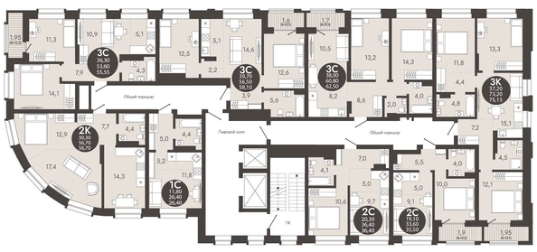 
   Продам 2-комнатную, 56.7 м², Флагман Холл

. Фото 1.